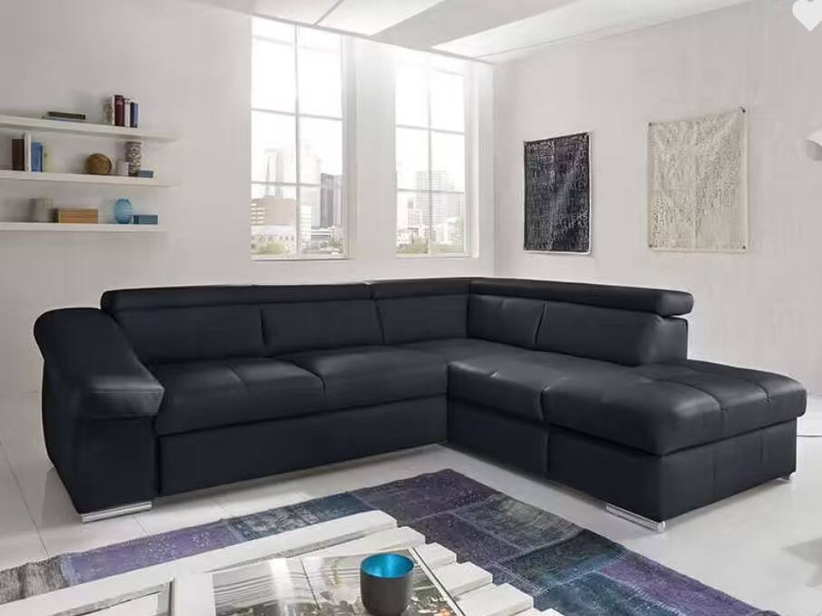 canape cuir noir conforama